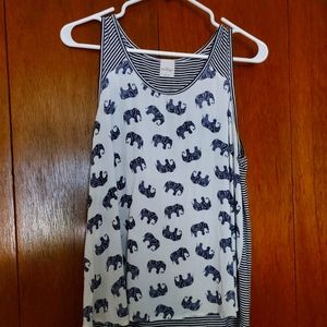 Mixed media elephant print tank top